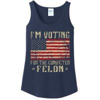 Im Voting For A Felon In 2024 Us Flag Vintage Ladies Essential Tank