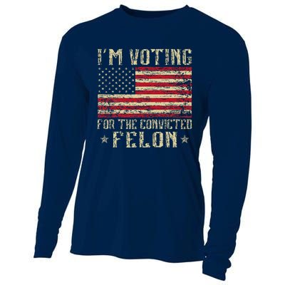 Im Voting For A Felon In 2024 Us Flag Vintage Cooling Performance Long Sleeve Crew