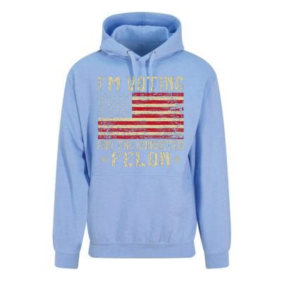 Im Voting For A Felon In 2024 Us Flag Vintage Unisex Surf Hoodie