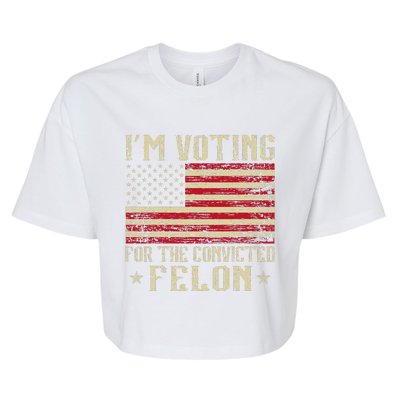 Im Voting For A Felon In 2024 Us Flag Vintage Bella+Canvas Jersey Crop Tee