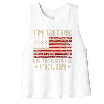 Im Voting For A Felon In 2024 Us Flag Vintage Women's Racerback Cropped Tank