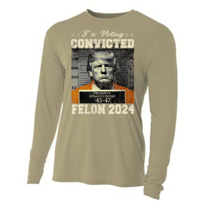 IM Voting For The Convicted Fellon 2024 Us Flag Protrump Cooling Performance Long Sleeve Crew