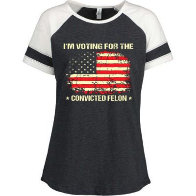 Im Voting For The Convicted Felon Funny Trump 2024 Enza Ladies Jersey Colorblock Tee