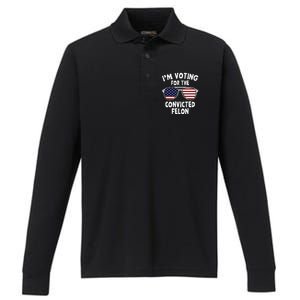 Im Voting For The Convicted Felon Performance Long Sleeve Polo