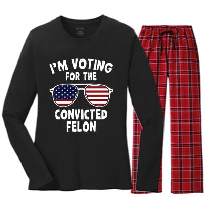 Im Voting For The Convicted Felon Women's Long Sleeve Flannel Pajama Set 