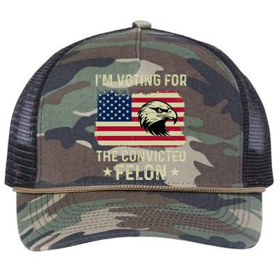 Im Voting For The Convicted Felon Usa Eagle Retro Rope Trucker Hat Cap