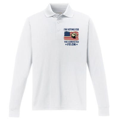 Im Voting For The Convicted Felon Usa Eagle Performance Long Sleeve Polo