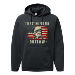 IM Voting For The Outlaw 2024 Funny Trump Performance Fleece Hoodie