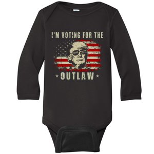 IM Voting For The Outlaw 2024 Funny Trump Baby Long Sleeve Bodysuit