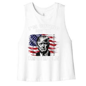 IM Voting For The Convicted Felon 2024 Funny Pro Trump Women's Racerback Cropped Tank