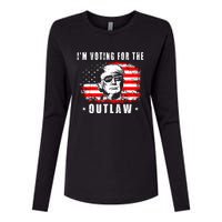 IM Voting For The Outlaw 2024 Funny Trump Womens Cotton Relaxed Long Sleeve T-Shirt