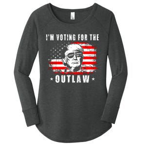 IM Voting For The Outlaw 2024 Funny Trump Women's Perfect Tri Tunic Long Sleeve Shirt