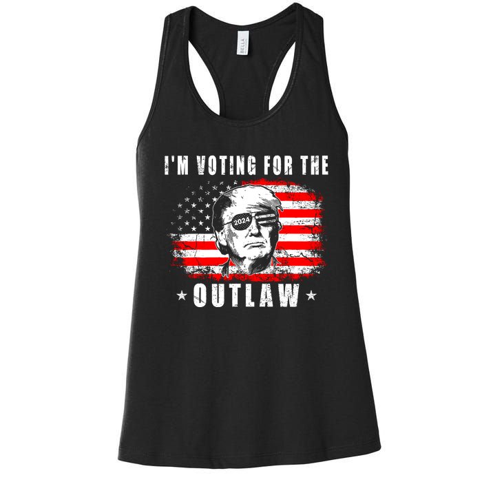 IM Voting For The Outlaw 2024 Funny Trump Women's Racerback Tank