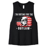 IM Voting For The Outlaw 2024 Funny Trump Women's Racerback Cropped Tank