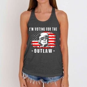 IM Voting For The Outlaw 2024 Funny Trump Women's Knotted Racerback Tank