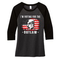 IM Voting For The Outlaw 2024 Funny Trump Women's Tri-Blend 3/4-Sleeve Raglan Shirt