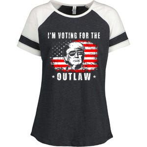 IM Voting For The Outlaw 2024 Funny Trump Enza Ladies Jersey Colorblock Tee