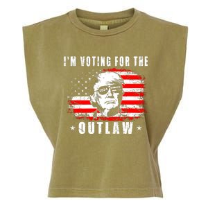 IM Voting For The Outlaw 2024 Funny Trump Garment-Dyed Women's Muscle Tee