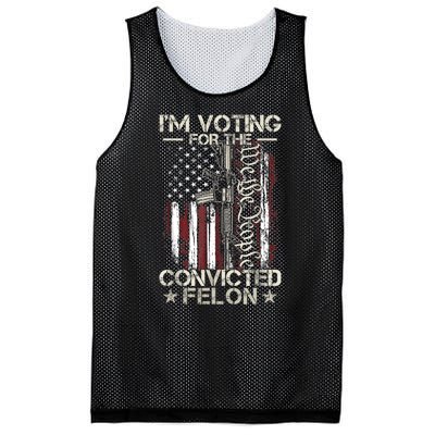 Im Voting For The Convicted Felon Funny Pro Trump 2024 Mesh Reversible Basketball Jersey Tank