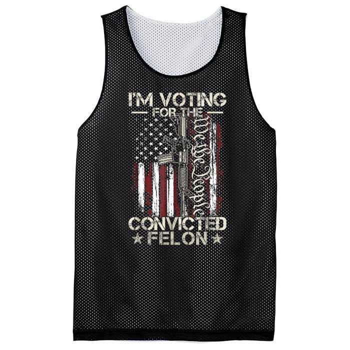 Im Voting For The Convicted Felon Funny Pro Trump 2024 Mesh Reversible Basketball Jersey Tank