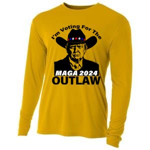 IM Voting For The Outlaw 2024 Funny Trump Cooling Performance Long Sleeve Crew