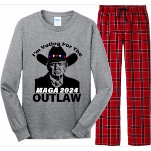 IM Voting For The Outlaw 2024 Funny Trump Long Sleeve Pajama Set