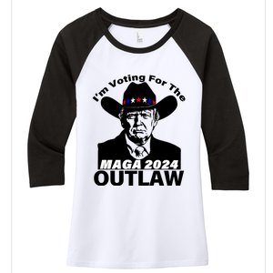 IM Voting For The Outlaw 2024 Funny Trump Women's Tri-Blend 3/4-Sleeve Raglan Shirt