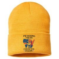 Im Voting For The Convicted Felon Funny Pro Trump 2024 Sustainable Knit Beanie