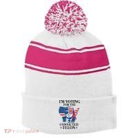 Im Voting For The Convicted Felon Funny Pro Trump 2024 Stripe Pom Pom Beanie