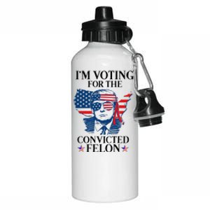 Im Voting For The Convicted Felon Funny Pro Trump 2024 Aluminum Water Bottle