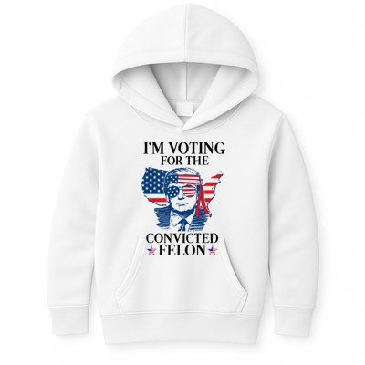Im Voting For The Convicted Felon Funny Pro Trump 2024 Kids Hoodie