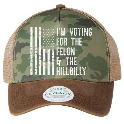 IM Voting For The Felon & The Hillbilly 2024 Pro Trump Meme Legacy Tie Dye Trucker Hat