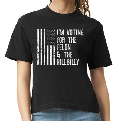 IM Voting For The Felon & The Hillbilly 2024 Pro Trump Meme Comfort Colors Boxy T-Shirt