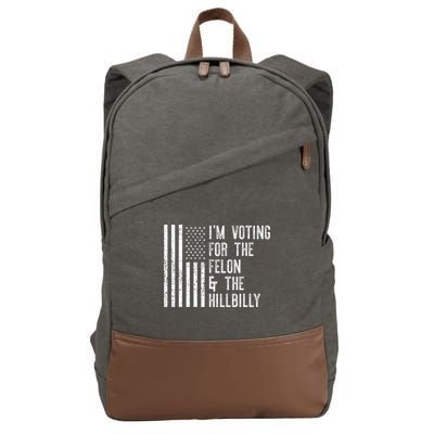 IM Voting For The Felon & The Hillbilly 2024 Pro Trump Meme Cotton Canvas Backpack