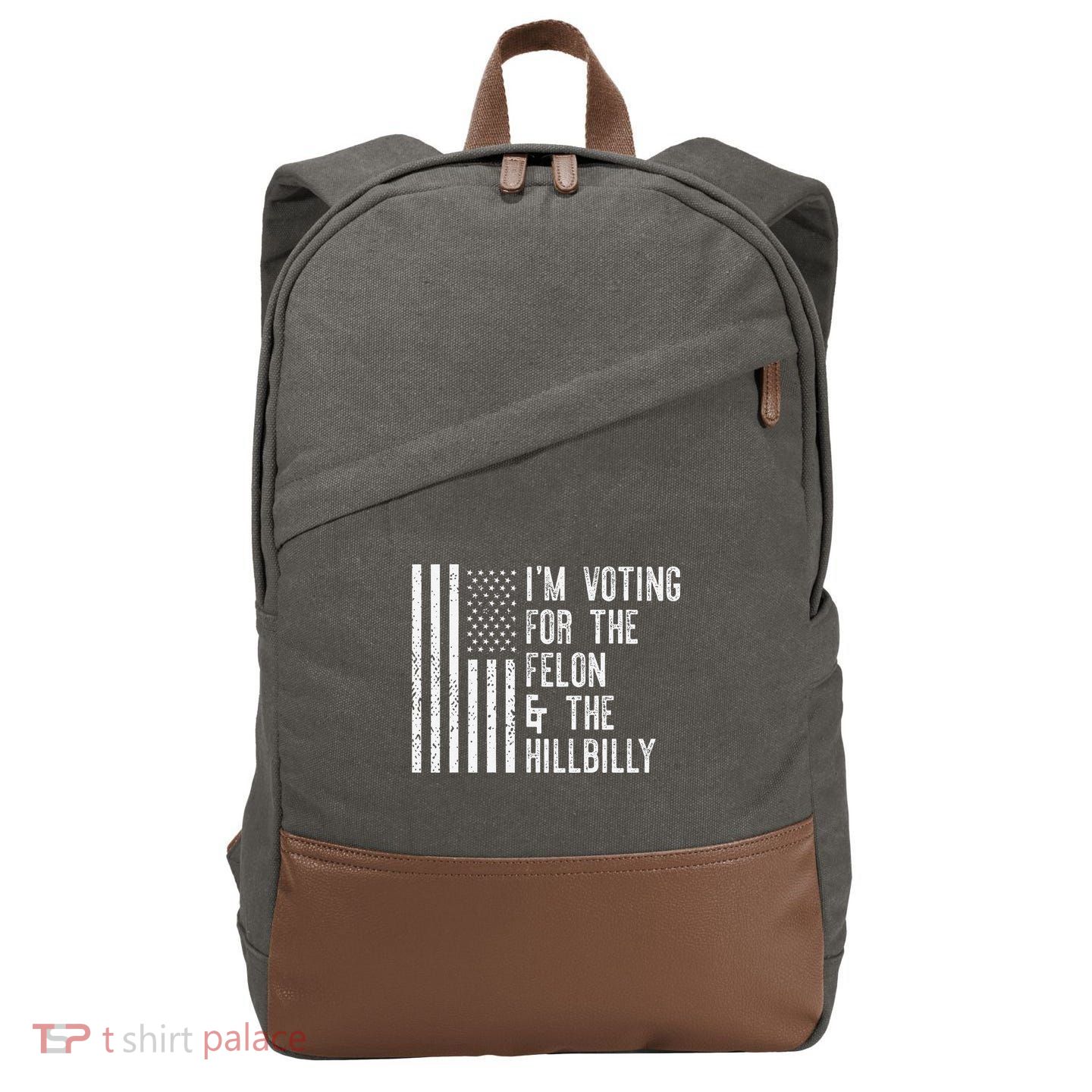IM Voting For The Felon & The Hillbilly 2024 Pro Trump Meme Cotton Canvas Backpack