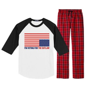 IM Voting For The Outlaw 2024 Funny Trump Raglan Sleeve Pajama Set