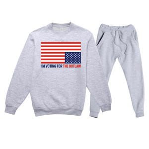 IM Voting For The Outlaw 2024 Funny Trump Premium Crewneck Sweatsuit Set