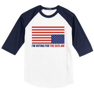 IM Voting For The Outlaw 2024 Funny Trump Baseball Sleeve Shirt