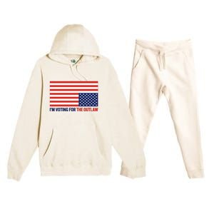 IM Voting For The Outlaw 2024 Funny Trump Premium Hooded Sweatsuit Set