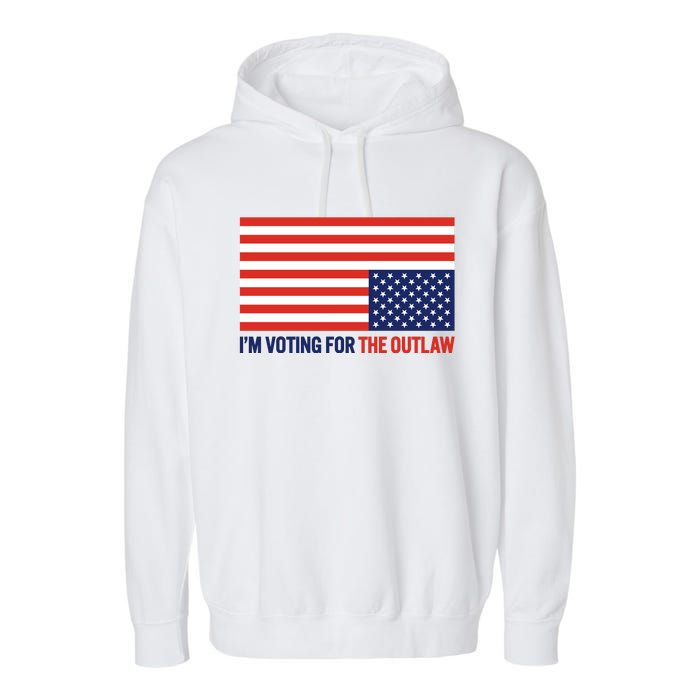 IM Voting For The Outlaw 2024 Funny Trump Garment-Dyed Fleece Hoodie