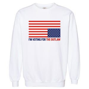 IM Voting For The Outlaw 2024 Funny Trump Garment-Dyed Sweatshirt