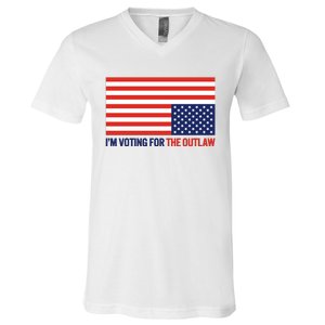 IM Voting For The Outlaw 2024 Funny Trump V-Neck T-Shirt