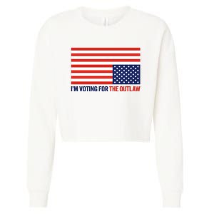 IM Voting For The Outlaw 2024 Funny Trump Cropped Pullover Crew