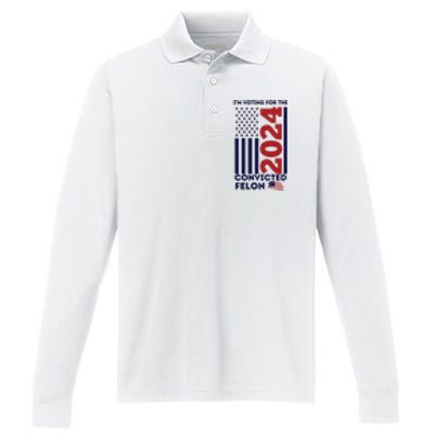 IM Voting For The Convicted Felon Performance Long Sleeve Polo