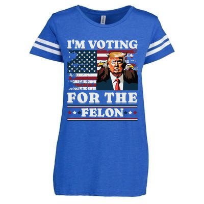 Im Voting For The Felon Funny Still Voting Trump Enza Ladies Jersey Football T-Shirt