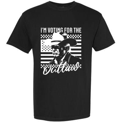 IM Voting For The Outlaw President Trump Western Trump Cowboy Garment-Dyed Heavyweight T-Shirt