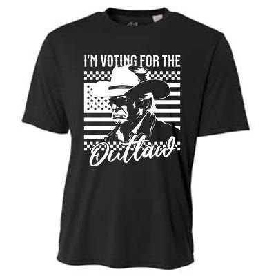 IM Voting For The Outlaw President Trump Western Trump Cowboy Cooling Performance Crew T-Shirt