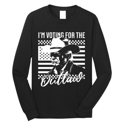 IM Voting For The Outlaw President Trump Western Trump Cowboy Long Sleeve Shirt