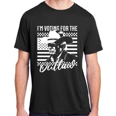 IM Voting For The Outlaw President Trump Western Trump Cowboy Adult ChromaSoft Performance T-Shirt