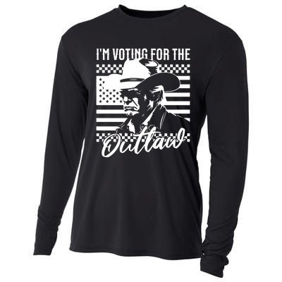 IM Voting For The Outlaw President Trump Western Trump Cowboy Cooling Performance Long Sleeve Crew